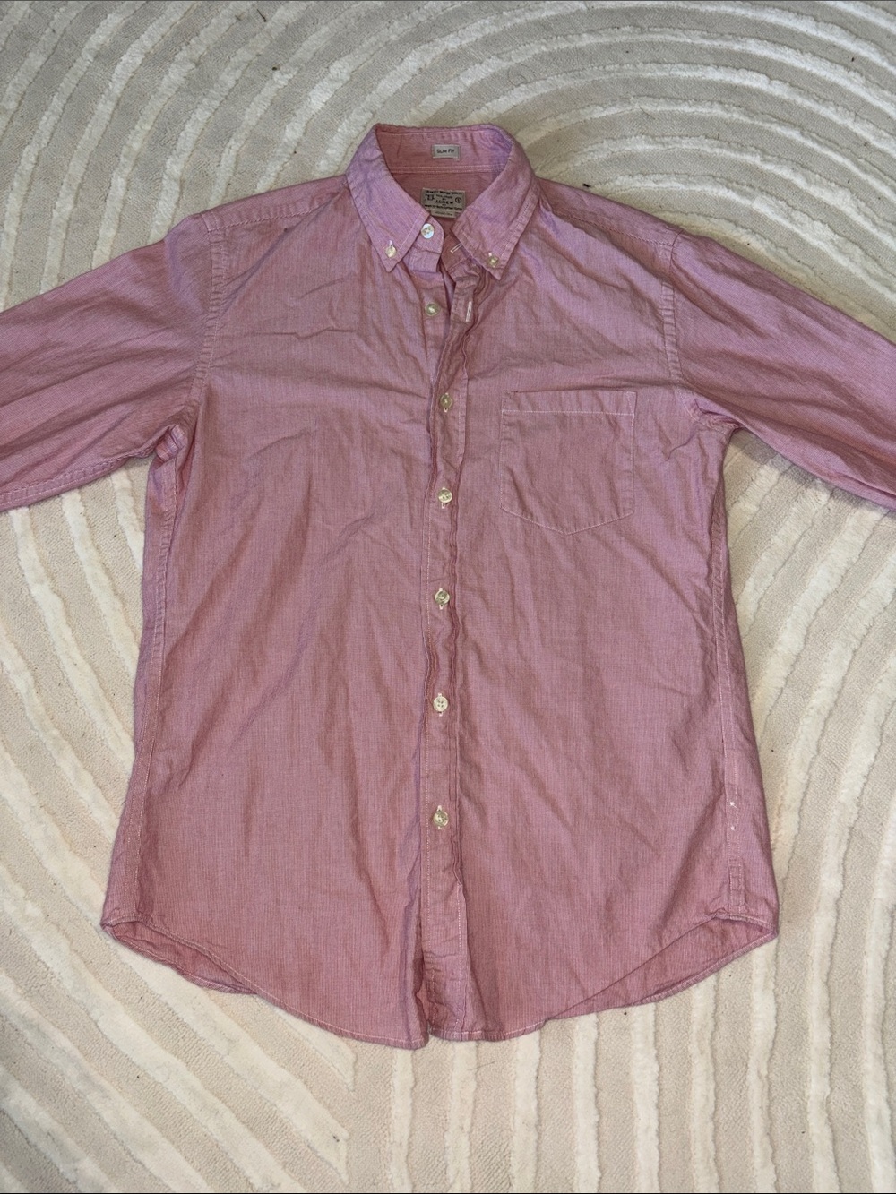 J. Crew Men’s Long-Sleeve Button-Down Shirt in Light Pink - Slim Fit